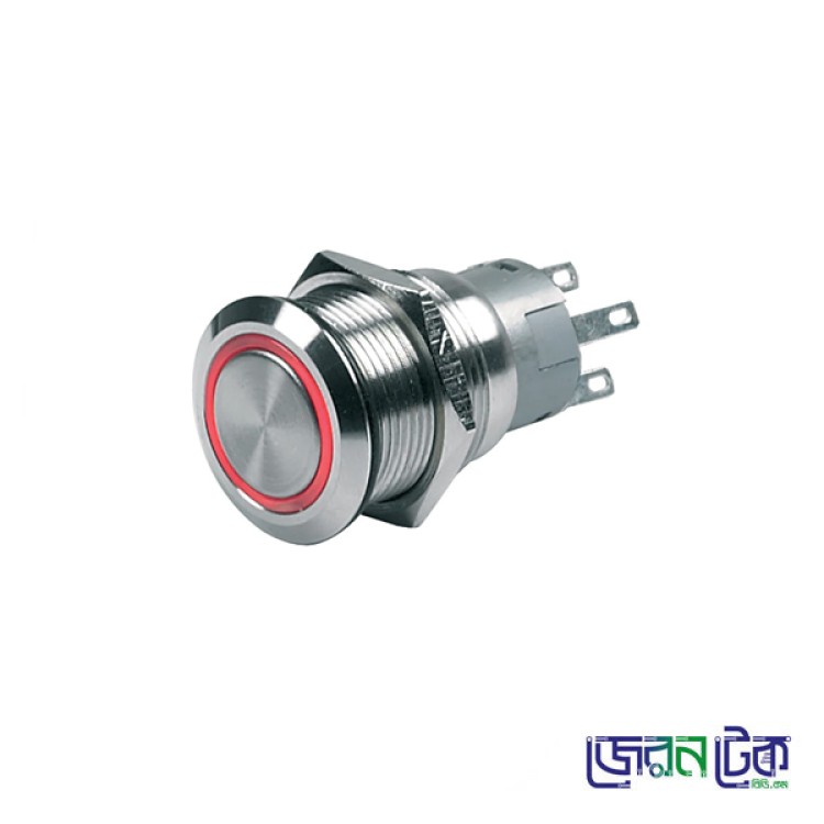 20mm Metal Push Button Switch Stainless Steel Red LED
