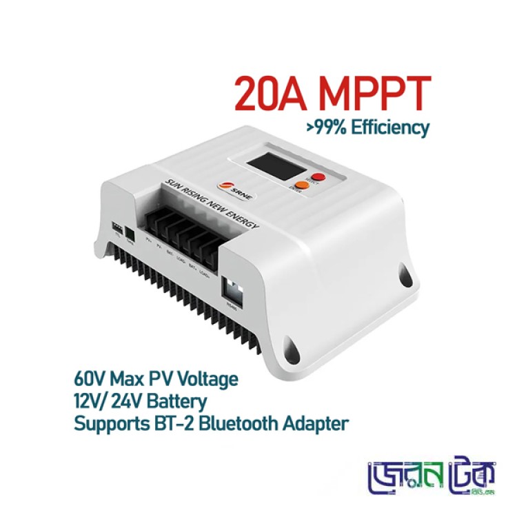 SRNE Shiner 20A MPPT Solar Charge Controller 12V/24V for Lithium Battery.