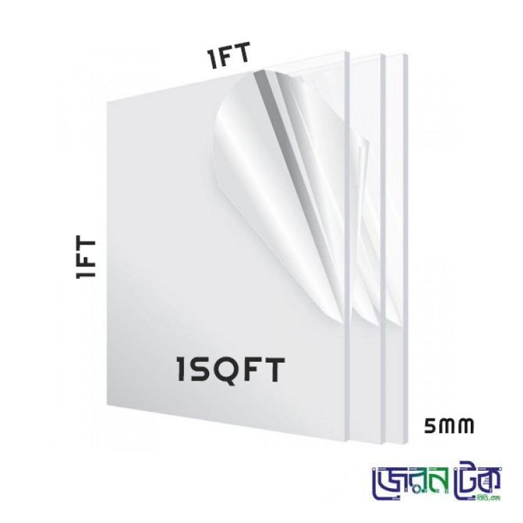 5mm Acrylic Transparent Clear Plastic Sheet -1ft x 1ft-1sqft.-China